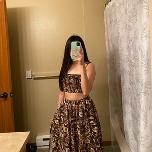 Rhythm Brown and Cream Floral Skirt